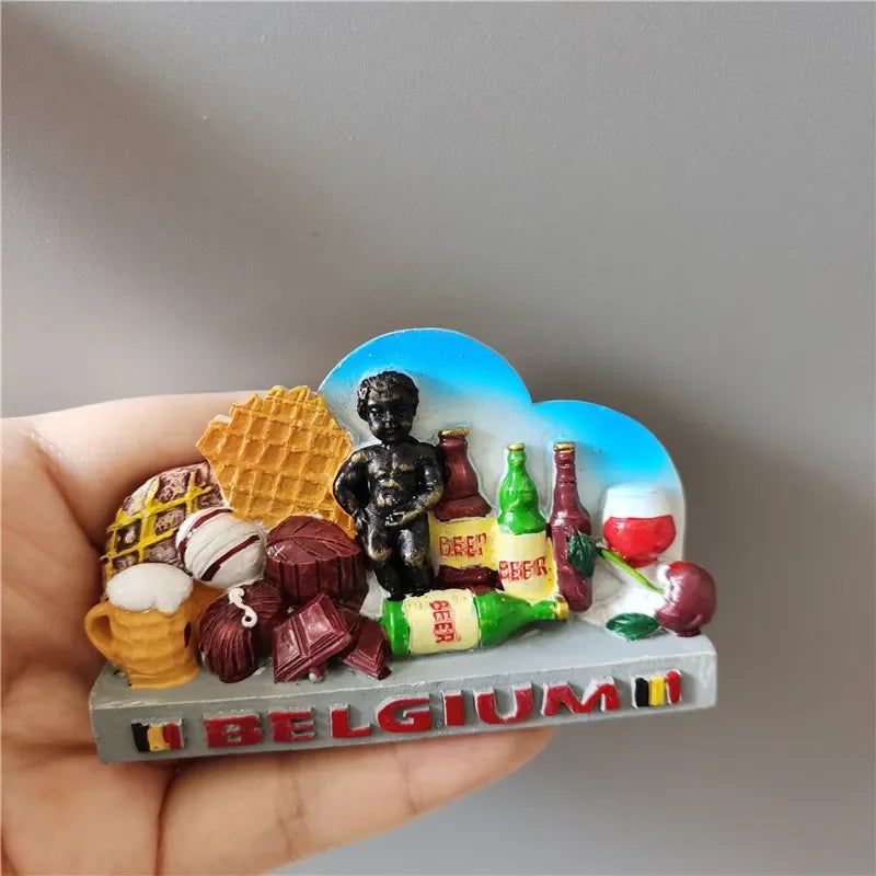 Brussels Belgium Fridge Magnets Sarajevo Hawaii Paris Finland Bosnia Mostar Italy Qatar Scotland Tourist Souvenir stickers Decor - Grand Goldman