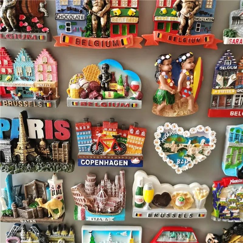 Brussels Belgium Fridge Magnets Sarajevo Hawaii Paris Finland Bosnia Mostar Italy Qatar Scotland Tourist Souvenir stickers Decor - Grand Goldman