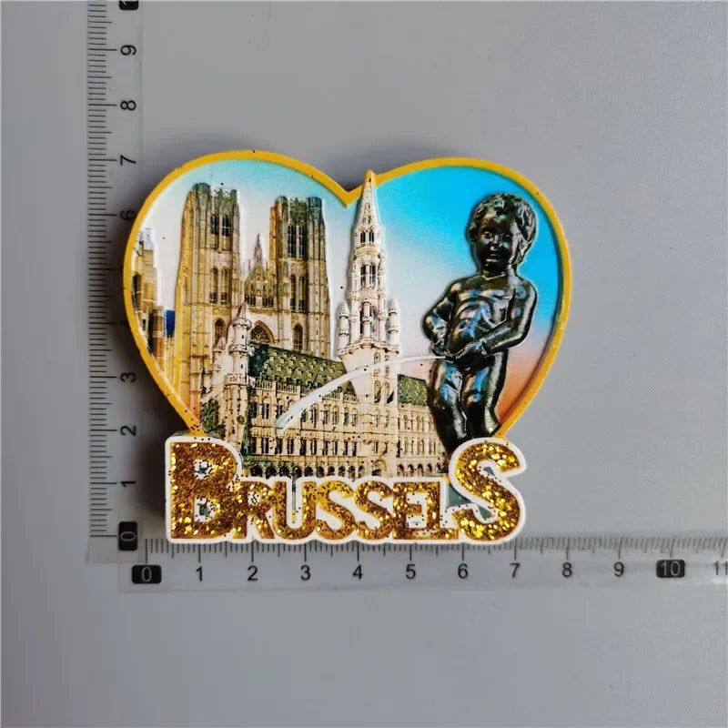 Brussels Belgium Fridge Magnets Sarajevo Hawaii Paris Finland Bosnia Mostar Italy Qatar Scotland Tourist Souvenir stickers Decor - Grand Goldman