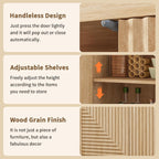 Buffet Cabinet with Storage, Fluted Sideboard Wood Accent Cabinet with Doors, Large Kitchen Buffet Storage Cabinet Boho Console Cabinet for Living Room, Entryway, Hallway (Wood, 4 Doors) - Grand Goldman