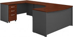 Bush Business Furniture Series C 60W Left Handed Bow Front U Shaped Desk with Mobile File Cabinet in Mocha Cherry - Grand Goldman
