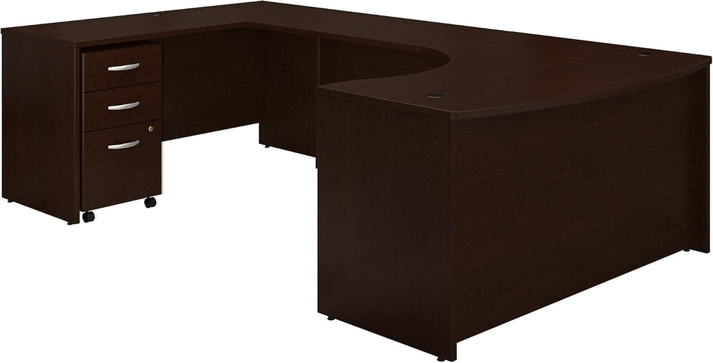 Bush Business Furniture Series C 60W Left Handed Bow Front U Shaped Desk with Mobile File Cabinet in Mocha Cherry - Grand Goldman