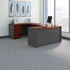 Bush Business Furniture Series C 60W Left Handed Bow Front U Shaped Desk with Mobile File Cabinet in Mocha Cherry - Grand Goldman