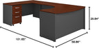 Bush Business Furniture Series C 60W Left Handed Bow Front U Shaped Desk with Mobile File Cabinet in Mocha Cherry - Grand Goldman
