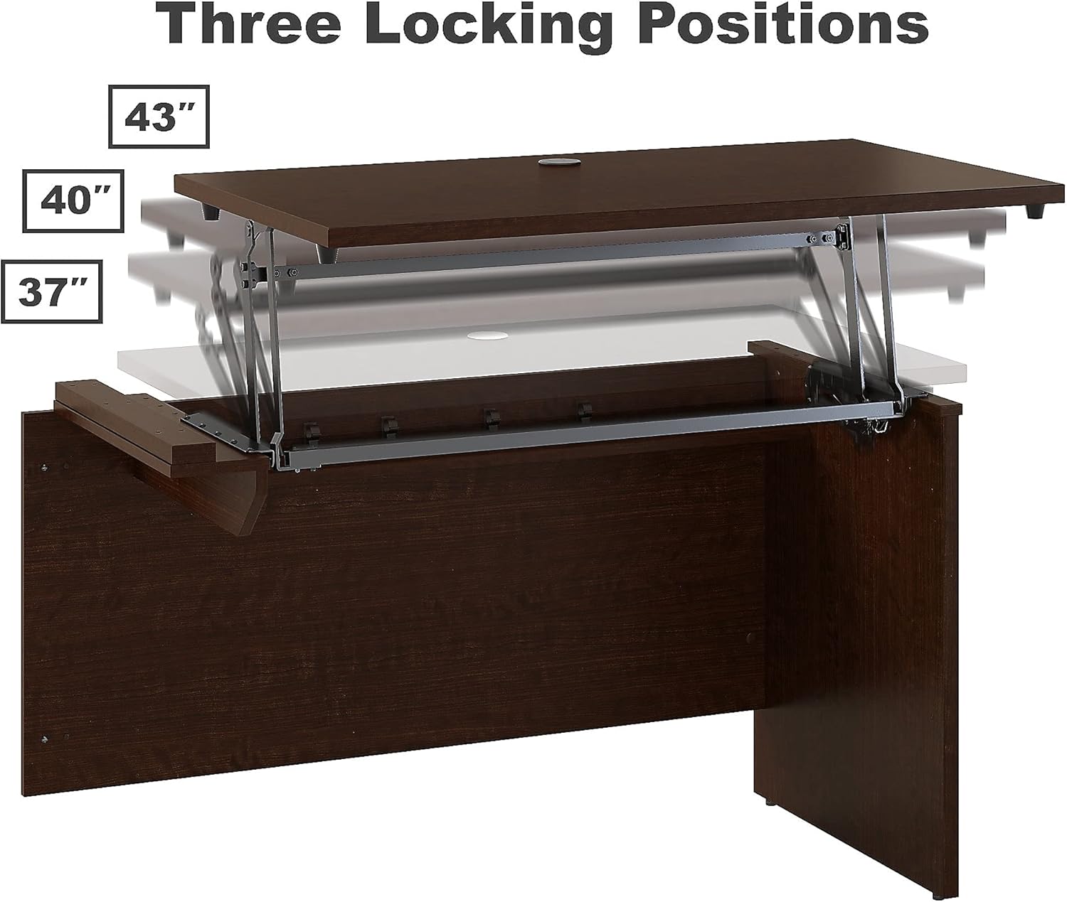 Bush Business Furniture Westfield 72W x 36D 3 Position Bow Front Sit to Stand L Desk w/ File Cabinet, Mocha Cherry (SRC126MRSU) - Grand Goldman