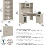 Bush Furniture L Shaped Desk with Hutch, 5 Shelf Bookcase and Lateral File Cabinet | Cabot Collection Corner Computer Table with Storage and Bookshelf | 60Wx23DX37W - Grand Goldman