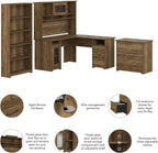 Bush Furniture L Shaped Desk with Hutch, 5 Shelf Bookcase and Lateral File Cabinet | Cabot Collection Corner Computer Table with Storage and Bookshelf | 60Wx23DX37W - Grand Goldman