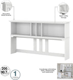 Bush Furniture Salinas 60W L Shaped Desk with Hutch, Lateral File Cabinet and 5 Shelf Bookcase in Antique White - Grand Goldman