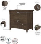 Bush Furniture Salinas 60W L Shaped Desk with Hutch, Lateral File Cabinet and 5 Shelf Bookcase in Antique White - Grand Goldman