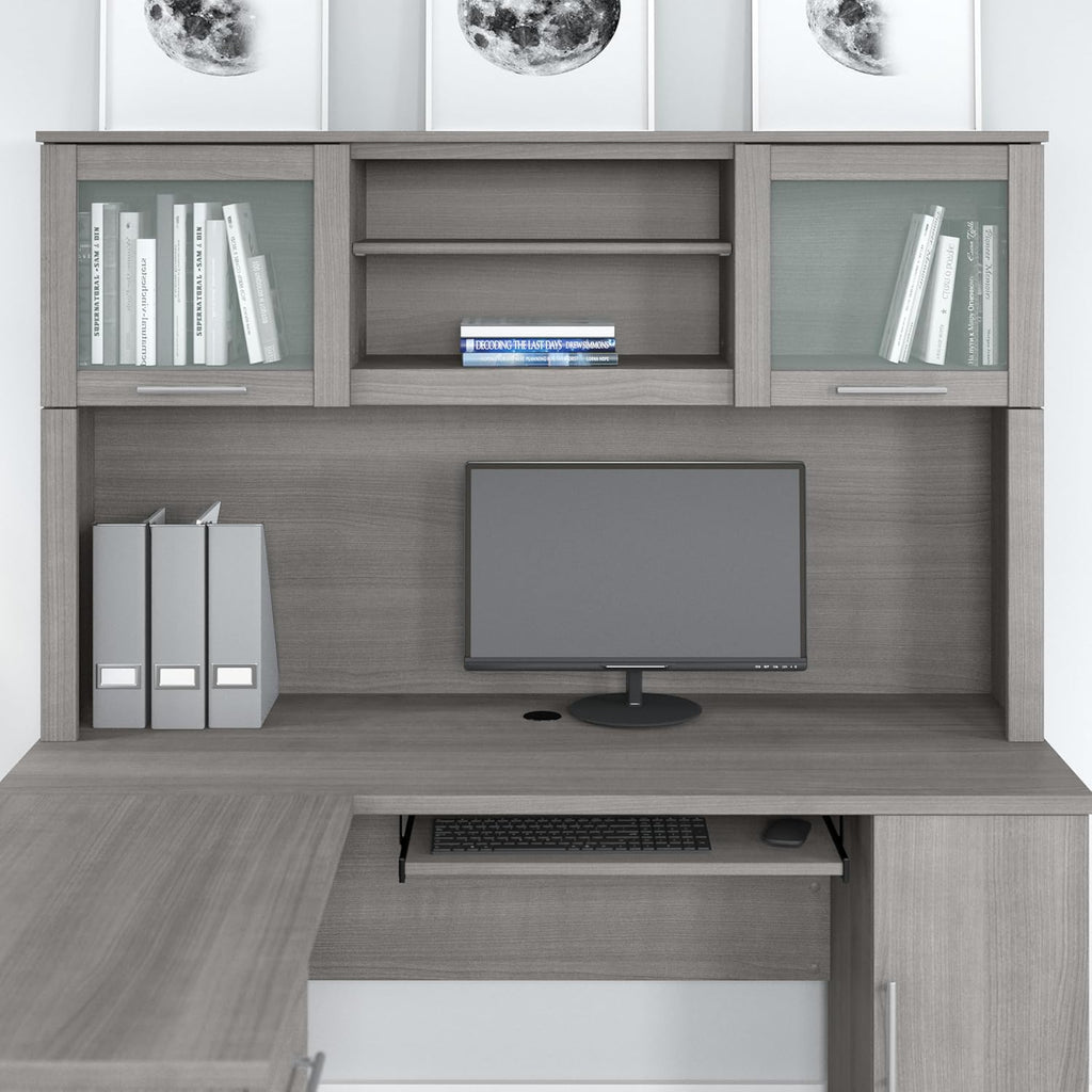 Bush Furniture Somerset 60W Desk Hutch in Platinum Gray - Grand Goldman