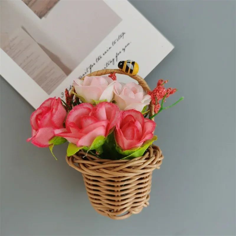 Buy 3 Get 1 Flower Basket Fridge Magnets DIY Gaily Decorated Basket for Refrigerator Magnetic Stickers fabrics Flower Home Decor - Grand Goldman