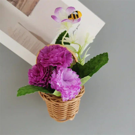 Buy 3 Get 1 Flower Basket Fridge Magnets DIY Gaily Decorated Basket for Refrigerator Magnetic Stickers fabrics Flower Home Decor - Grand Goldman