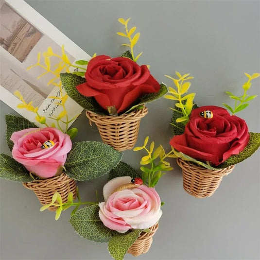 Buy 3 Get 1 Flower Basket Fridge Magnets DIY Gaily Decorated Basket for Refrigerator Magnetic Stickers fabrics Flower Home Decor - Grand Goldman