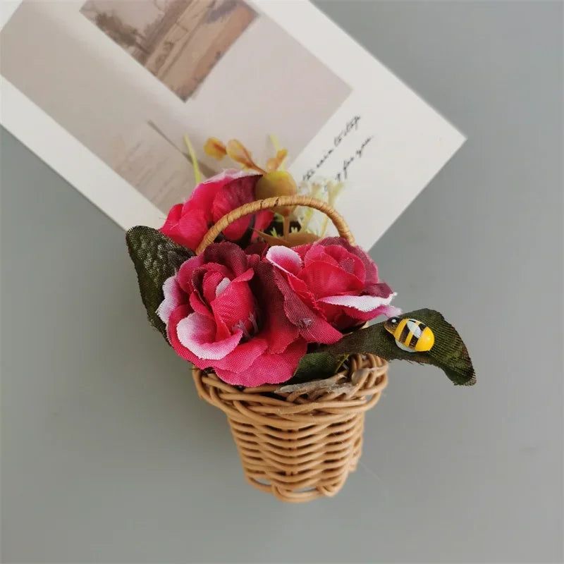 Buy 3 Get 1 Flower Basket Fridge Magnets DIY Gaily Decorated Basket for Refrigerator Magnetic Stickers fabrics Flower Home Decor - Grand Goldman