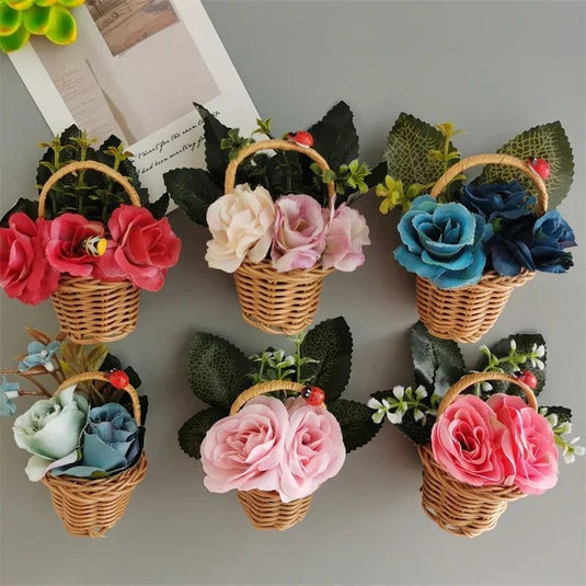 Buy 3 Get 1 Flower Basket Fridge Magnets DIY Gaily Decorated Basket for Refrigerator Magnetic Stickers fabrics Flower Home Decor - Grand Goldman