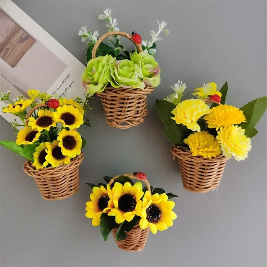 Buy 3 Get 1 Flower Basket Fridge Magnets DIY Gaily Decorated Basket for Refrigerator Magnetic Stickers fabrics Flower Home Decor - Grand Goldman