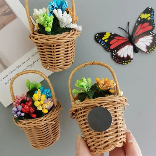 Buy 3 Get 1 Flower Basket Fridge Magnets Fake Flower Magnetic Refrigerator Decor DIY Family Garden Decoration Fridge Sticker - Grand Goldman