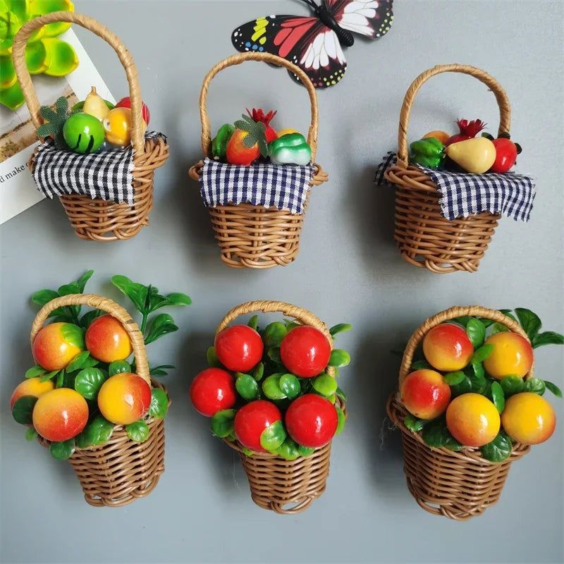 Buy 3 Get 1 Garden Basket Decoration Fridge Magnet Fruit Hamper Flower Basket Kitchen Decorate Magnetic Sticker Home Decor - Grand Goldman