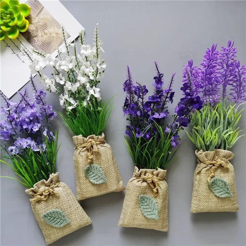Buy 3 Get 1 Handmade Purple Lavender Artificial Flower with Linen Bag for Fridge Decoration Fake Flowers Magnetic Stickers decor - Grand Goldman