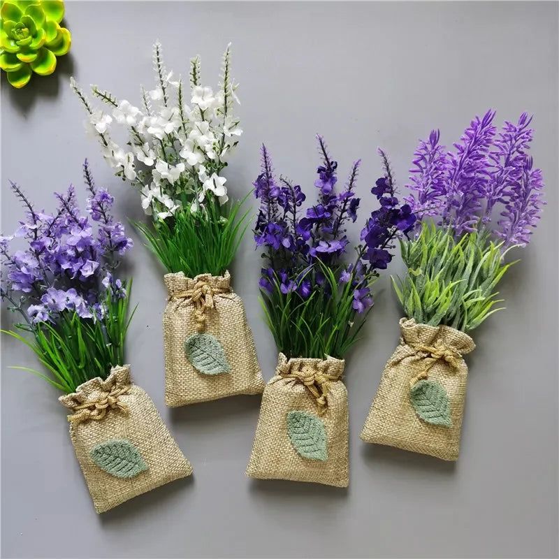 Buy 3 Get 1 Handmade Purple Lavender Artificial Flower with Linen Bag for Fridge Decoration Fake Flowers Magnetic Stickers decor - Grand Goldman