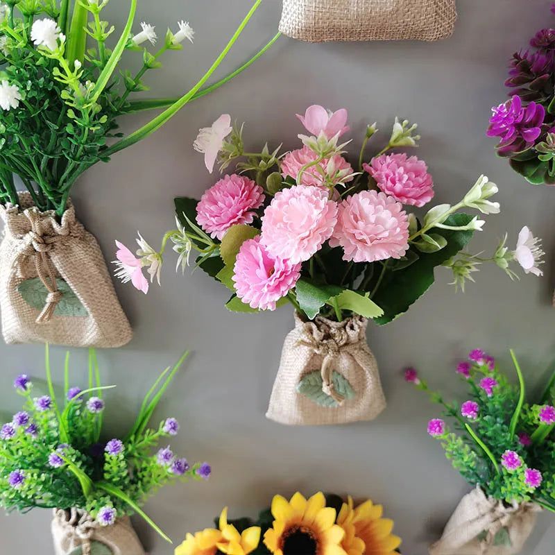 Buy 3 Get 1 Linen Bag Artificial Flower Magnetic Stickers DIY Simulation Flower Refrigerator Magnet Kitchen Home Decoration Gift - Grand Goldman