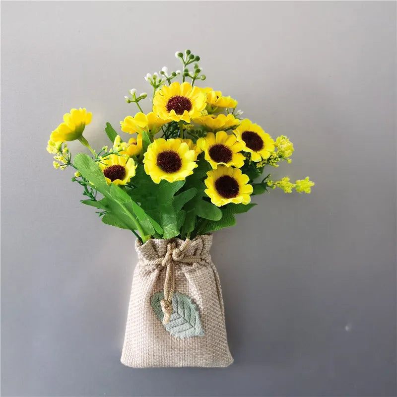 Buy 3 Get 1 Linen Bag Artificial Flower Magnetic Stickers DIY Simulation Flower Refrigerator Magnet Kitchen Home Decoration Gift - Grand Goldman