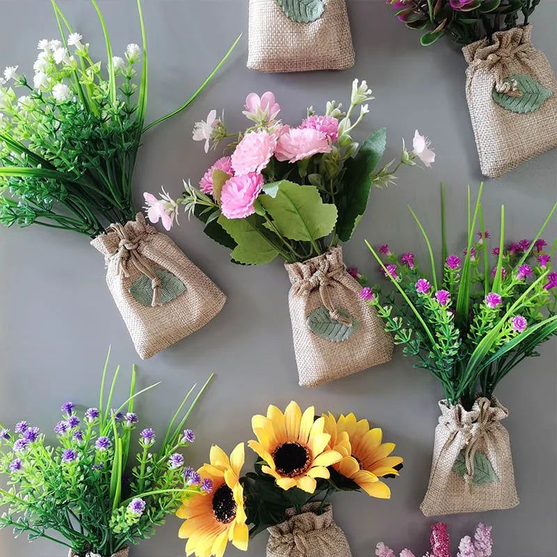 Buy 3 Get 1 Linen Bag Artificial Flower Magnetic Stickers DIY Simulation Flower Refrigerator Magnet Kitchen Home Decoration Gift - Grand Goldman