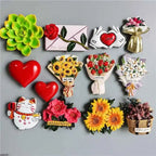 Buy 5 Get 1 3D Cute Fridge Magnets Kawaii Rose Sunflower Thank You Miss You Flower Bless You Simulate Succulent Plants Stickers - Grand Goldman