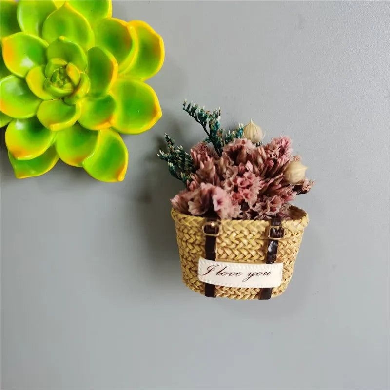 Buy 5 Get 1 3D Cute Fridge Magnets Kawaii Rose Sunflower Thank You Miss You Flower Bless You Simulate Succulent Plants Stickers - Grand Goldman