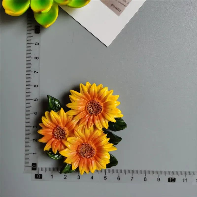 Buy 5 Get 1 3D Cute Fridge Magnets Kawaii Rose Sunflower Thank You Miss You Flower Bless You Simulate Succulent Plants Stickers - Grand Goldman