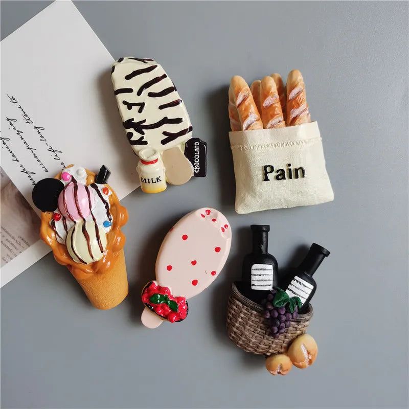 Buy 5 Get 1 3D Simulation Food Cute Cone Ice Cream Choc-ice Resin Refrigerator Magnet Sweetmeats Wholesale Production - Grand Goldman