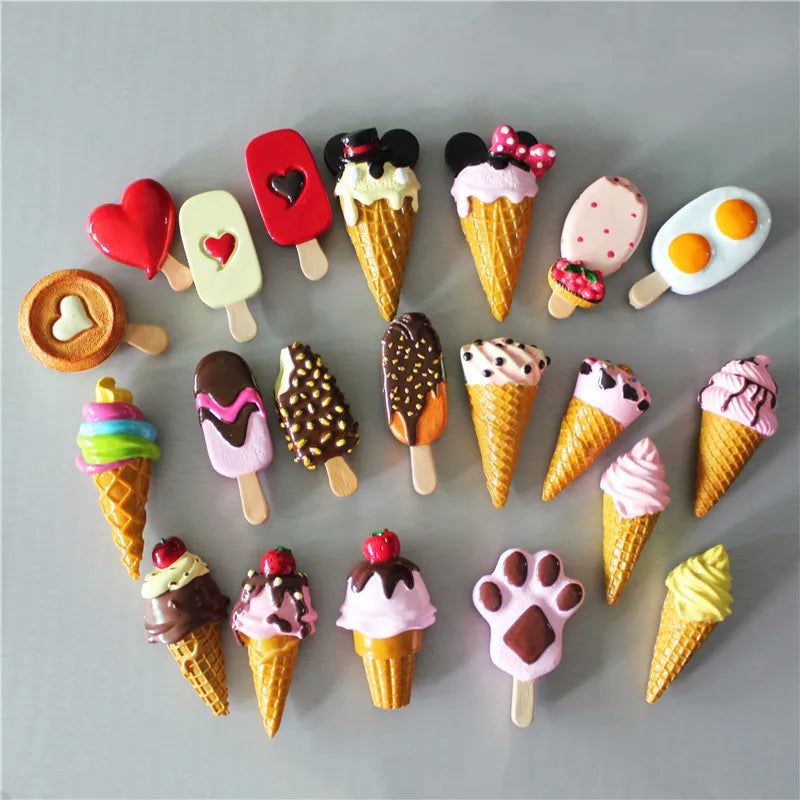 Buy 5 Get 1 3D Simulation Food Cute Cone Ice Cream Choc-ice Resin Refrigerator Magnet Sweetmeats Wholesale Production - Grand Goldman