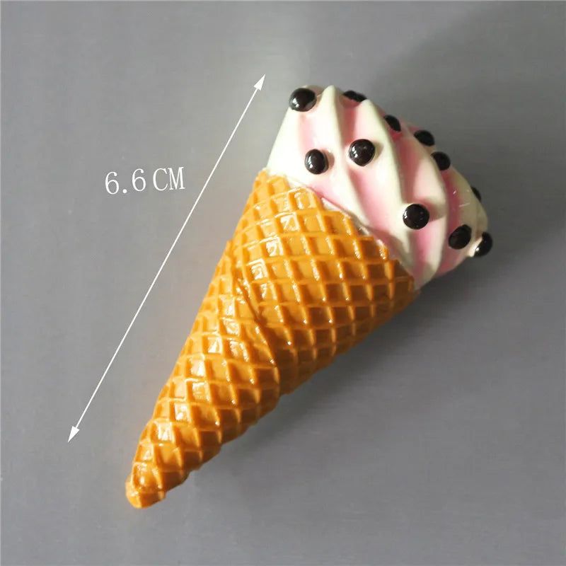 Buy 5 Get 1 3D Simulation Food Cute Cone Ice Cream Choc-ice Resin Refrigerator Magnet Sweetmeats Wholesale Production - Grand Goldman