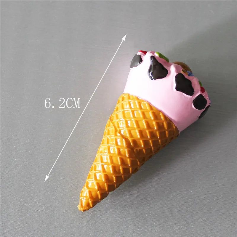 Buy 5 Get 1 3D Simulation Food Cute Cone Ice Cream Choc-ice Resin Refrigerator Magnet Sweetmeats Wholesale Production - Grand Goldman