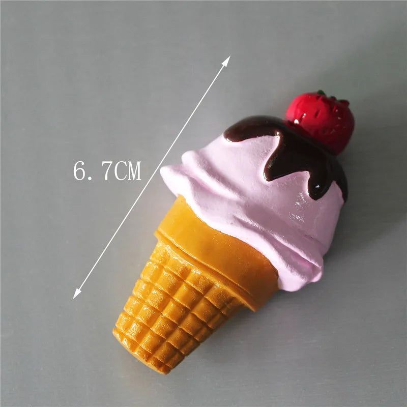 Buy 5 Get 1 3D Simulation Food Cute Cone Ice Cream Choc-ice Resin Refrigerator Magnet Sweetmeats Wholesale Production - Grand Goldman