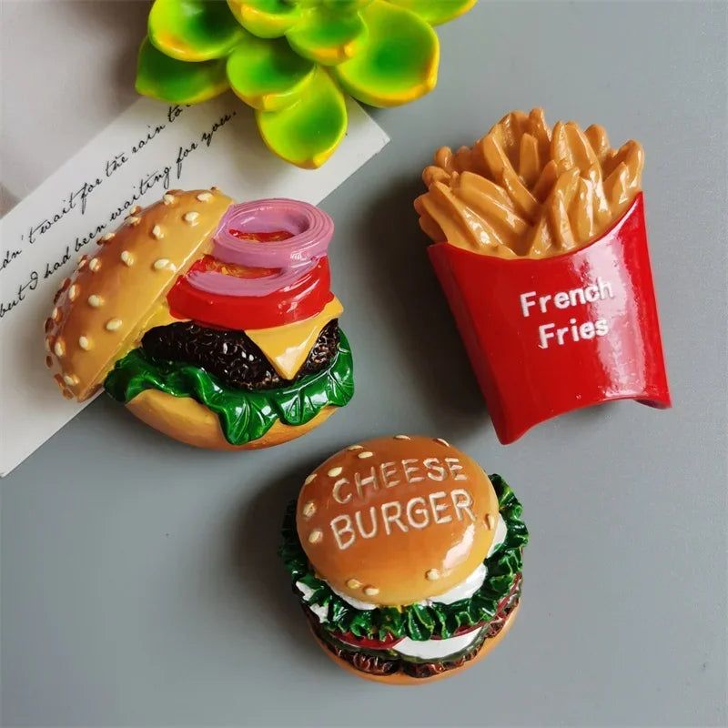 Buy 5 Get 1 Food Fridge Magnets Hot Dog French Fries Pizza refrigerator Paste Egg Bread Hamburger Corn Fridge Sticker home decor - Grand Goldman
