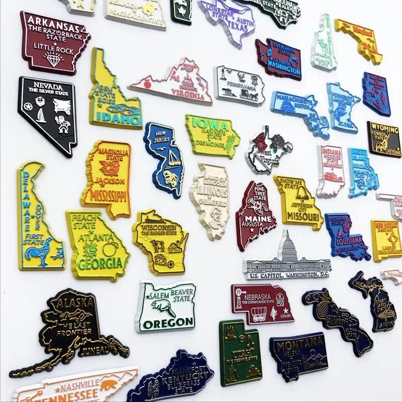 Buy 5 get 1 U.S. States Refrigerator Magnet USA California Montana Wyoming New Jersey California Verginia Montana fridge sticker - Grand Goldman