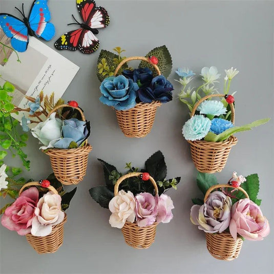 Buy 3 Get 1 Flower Basket Fridge Magnets DIY Gaily Decorated Basket for Refrigerator Magnetic Stickers fabrics Flower Home Decor - Grand Goldman