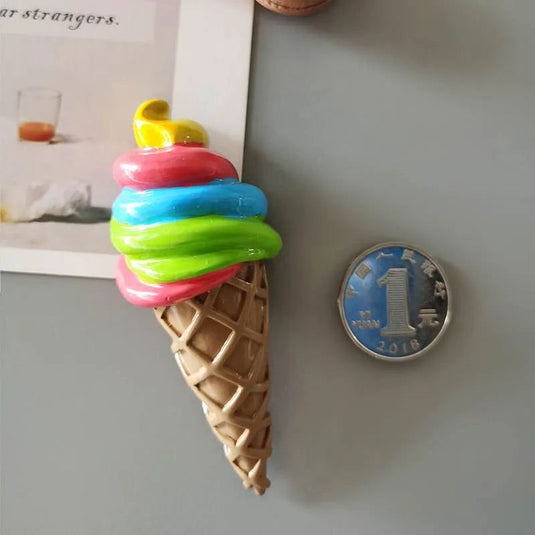 Buy 5 Get 1 3D Simulation Food Cute Cone Ice Cream Choc-ice Resin Refrigerator Magnet Sweetmeats Wholesale Production - Grand Goldman