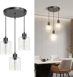 CANMEIJIA 3-Light Pendant Light Fixtures, Farmhouse Kitchen Island Light Fixture, Industrial Hanging Pendant Lighting for Dining Room Bedroom, Black Metal Cage Pendant, E26 Base, Bulbs Not Included - Grand Goldman
