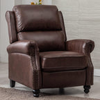 CANMOV Pushback Recliner Chair Faux Leather Armchair Push Back Recliner with Rivet Decoration Single Sofa Accent Chair for Living Room, Chocolate - Grand Goldman