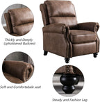 CANMOV Pushback Recliner Chair Faux Leather Armchair Push Back Recliner with Rivet Decoration Single Sofa Accent Chair for Living Room, Chocolate - Grand Goldman