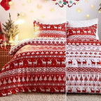 CAROMIO Christmas Duvet Cover Queen, Soft Microfiber Red Duvet Covers, Reversible Printed Comforter Cover Set Christmas Holiday Decorative Bedding (Christmas Reindeer and Tree, Queen) - Grand Goldman