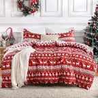 CAROMIO Christmas Duvet Cover Queen, Soft Microfiber Red Duvet Covers, Reversible Printed Comforter Cover Set Christmas Holiday Decorative Bedding (Christmas Reindeer and Tree, Queen) - Grand Goldman