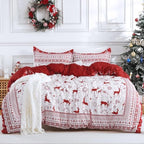 CAROMIO Christmas Duvet Cover Queen, Soft Microfiber Red Duvet Covers, Reversible Printed Comforter Cover Set Christmas Holiday Decorative Bedding (Christmas Reindeer and Tree, Queen) - Grand Goldman