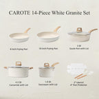 CAROTE 14 Pcs Pots and Pans Set Nonstick,Cookware Set Kitchen Cooking Set with Utensil and Pan Protectors - Grand Goldman