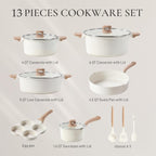 CAROTE 14 Pcs Pots and Pans Set Nonstick,Cookware Set Kitchen Cooking Set with Utensil and Pan Protectors - Grand Goldman
