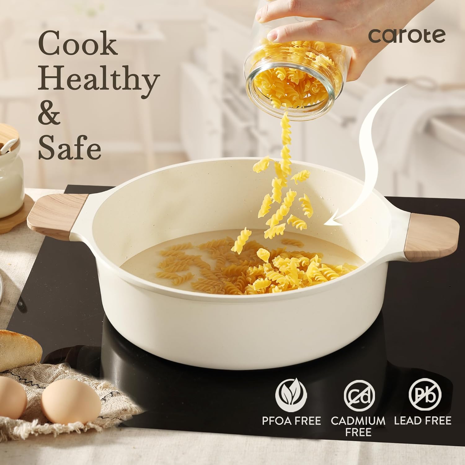 CAROTE 14 Pcs Pots and Pans Set Nonstick,Cookware Set Kitchen Cooking Set with Utensil and Pan Protectors - Grand Goldman