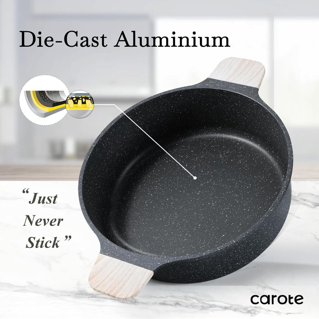 CAROTE 14 Pcs Pots and Pans Set Nonstick,Cookware Set Kitchen Cooking Set with Utensil and Pan Protectors - Grand Goldman