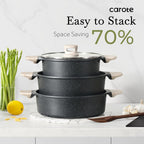 CAROTE 14 Pcs Pots and Pans Set Nonstick,Cookware Set Kitchen Cooking Set with Utensil and Pan Protectors - Grand Goldman